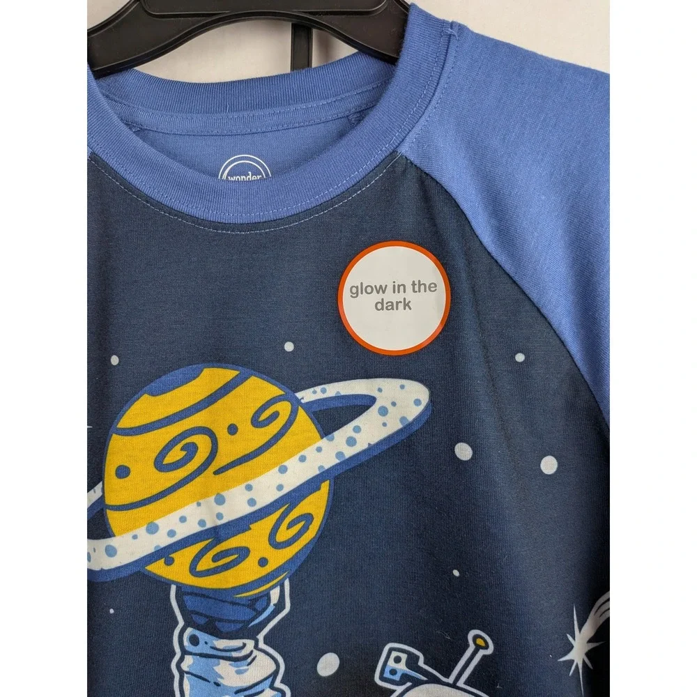 Wonder Nation Boys Space Astronaut Glow in the Dark Pajama Set  L 10-12 Husky